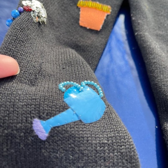 Michael Simon Cardigan Spring Gardener Sweater Wearable Art Black Small vintage - Picture 10 of 13